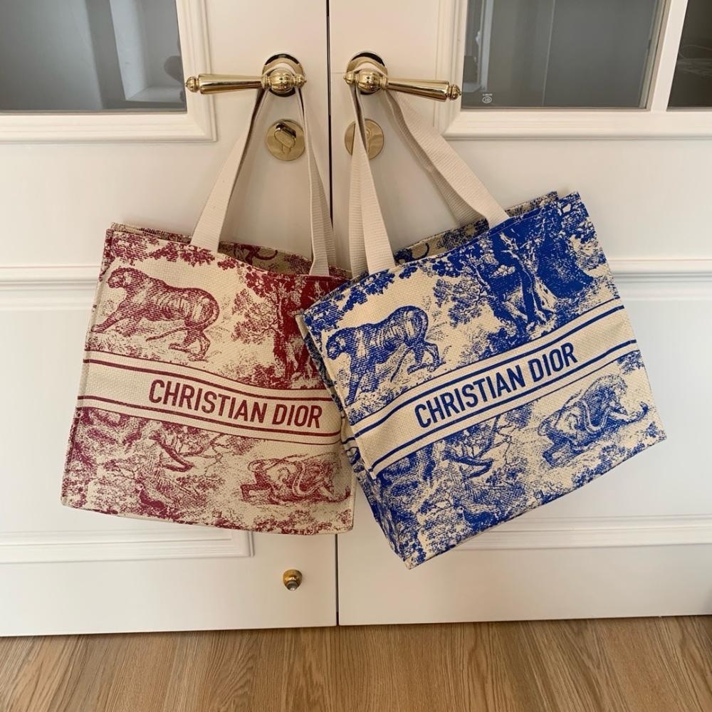CHRISTIAN DIOR Riviera Red Straw Tote
